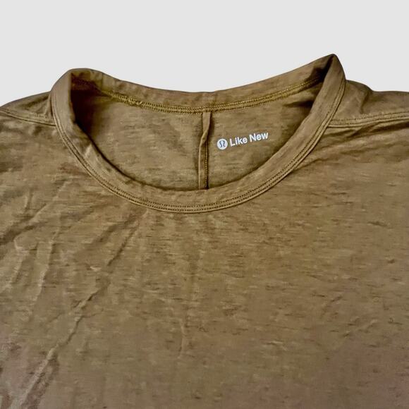 Lululemon Love Long Sleeve Top Womens Small Brown Mustard Pima Cotton Tee - Picture 2 of 7
